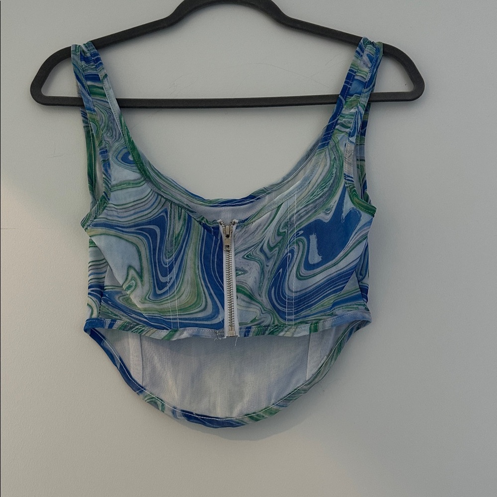 BY.DYLN Suki Corset in Blue Print - Picture 5 of 5